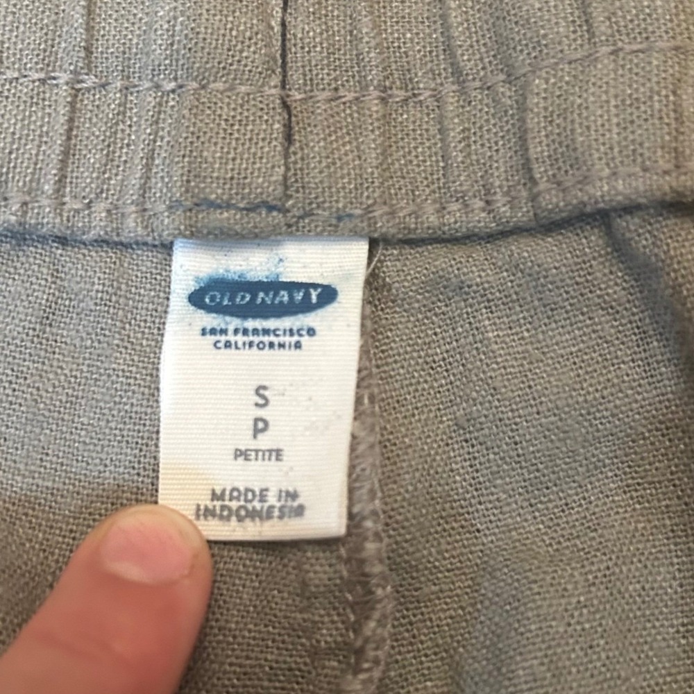 Old Navy Linen Blend Pants Womens Sage Green Drawstring Wide Leg S Petite - Picture 7 of 10